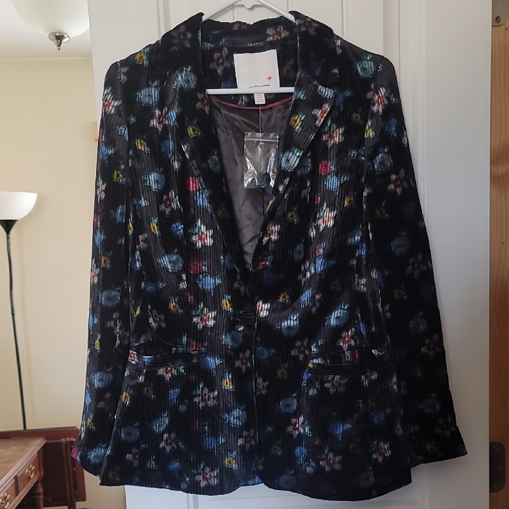 Anthropologie Black Floral Blazer